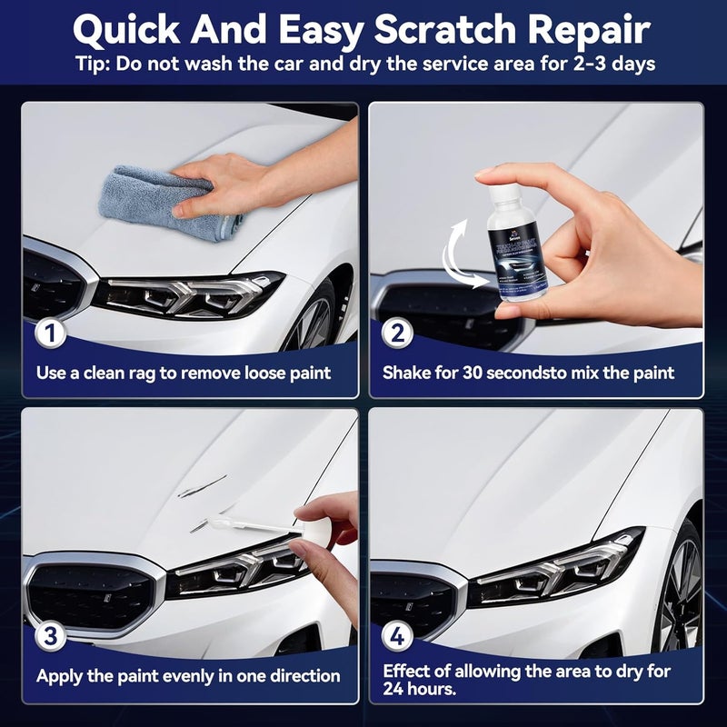 SENVEN Car White Paint Touch Up Cars Scratch Repair for Vehicles, Rim High-Gloss White Paint Pen 30ML Quick Drying Automotive Scratch Repair, Non-toxic 1.5 oz Easy to Use - Image 5
